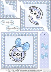 New Baby Boy Quick Card with Wavy Corner Side Stacker