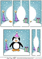 Cheeky Xmas Penguin Quick Card with Circular Side Stacker