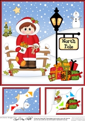 8 x 8 Christmas at the North Pole Little Christmas Eskimo Scalloped Corner Topper