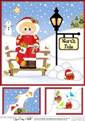 8 x 8 Christmas at the North Pole Little Christmas Eskimo Scalloped Corner Topper