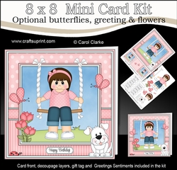 8 x 8 Cute Little Teen is Swinging High Mini Kit with 3d Decoupage