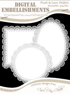 Pretty Pearl and Lace Doilies Digital Embellishments