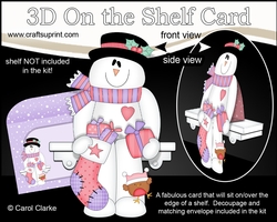 3D On the Shelf Card Kit - Christmas Snowman Rio has a Christmas Stocking and Presents