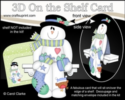 3D On the Shelf Card Kit - Christmas Snowman Rio has a Christmas Stocking and Presents