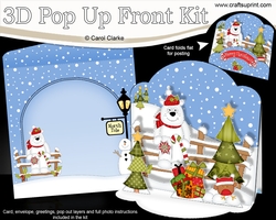 3D Christmas Pop Up Front Card Kit Ben Polar Bear has a Candy Cane