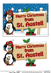 5x7 Merry Christmas from ST AUSTELL Signpost Easicut decoupage