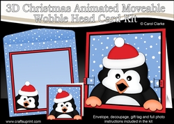 3D Christmas Animated Moveable Wobble Head Card - Pip Penguin