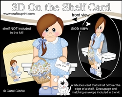 3D On the Shelf Card Kit - Cute Little Teen Danya with Basket of Daisies, letter & Dog Joi