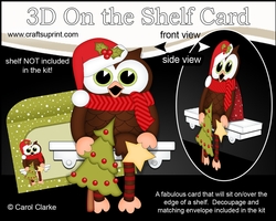 3D On the Shelf Card Kit - Christmas Little Hoot Owl has a Christmas Tree