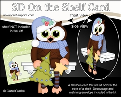 3D On the Shelf Card Kit - Christmas Little Hoot Owl has a Christmas Tree