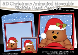 3D Christmas Animated Moveable Wobble Head Card - Bobbin Robin