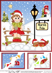 8 x 8 Christmas at the North Pole Little Christmas Fairy Scalloped Corner Topper 