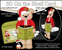 3D On the Shelf Card Kit - Christmas Livvy Bear reads a Festive Bedtime Story