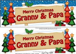 Large DL Merry Christmas GRANNY & PAPA 3D decoupage