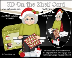 3D On the Shelf Card Kit -  Little Christmas Crochet Old Lady