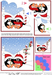 Christmas Penguins find love at the North Pole Shell Edged Stacker