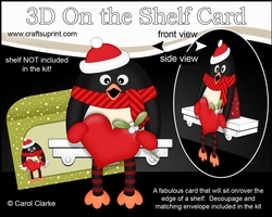 3D On the Shelf Card Kit - Christmas Penguin Pip has a Love Heart