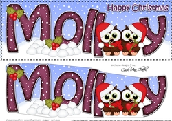 Large DL Happy Christmas MOLLY 3D decoupage
