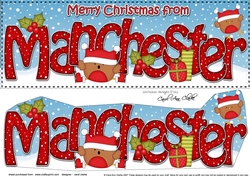 Large DL Merry Christmas from MANCHESTER 3D decoupage 