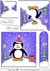 Cheeky Xmas Penguin Quick Card with Wavy Corner Side Stacker