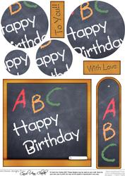 Happy Birthday!! Blackboard Quick Card with Circle Pyramage