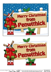 5x7 Merry Christmas from PENWITHICK Signpost Easicut decoupage