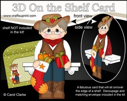 3D On the Shelf Card Kit - Christmas Line Dancer Rodeo is having fun at the Hoedown