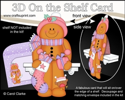 3D On the Shelf Card Kit - Christmas Gingerbread Man has a Christmas Stocking and Present