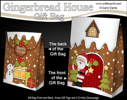 3D Christmas Santa brings a Christmas Tree to the Gingerbread House Gift Bag Mini Kit