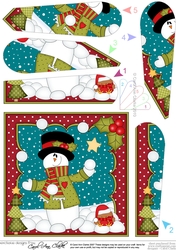Christmas Snowman Rio has a Snowball Fight Fan Pyramage Topper