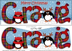 Large DL Merry Christmas CRAIG 3D decoupage