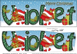 Large DL Merry Christmas VIOLET 3D decoupage