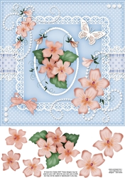 8x8 A Touch of Elegance Roses Pearls and Lace Quick card front with 3D decoupage