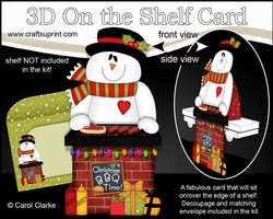 3D On the Shelf Card Kit - Christmas Snowman Rio has a Festive Barbeque