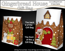 3D Christmas Little Livvy Bear delivers a present to the Gingerbread House Gift Bag Mini Kit