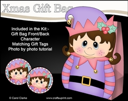 3D Christmas Little Girl Elf Gift Bag Mini Kit