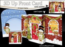 3D Christmas Up Front Card - Snowman Rio is Checking Santas List