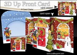 3D Christmas Up Front Card -  Hamish Scottie Dog is delivering the Christmas Presents