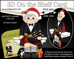 3D On the Shelf Card Kit - Christmas Scottish Old Man Bagpipe Player