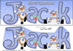 Large DL Merry Christmas JACK 3D decoupage