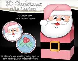 3D Christmas Santa Milk Carton Gift or Treat Box