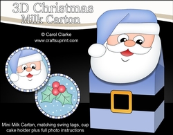 3D Christmas Santa Milk Carton Gift or Treat Box