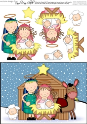 The Christmas Story Mary, Joseph and Jesus at the Stable quick card and 3D decoupage