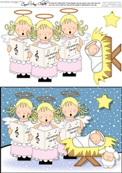 The Christmas Story The Angel Choir visit Baby Jesus quick card and 3D decoupage