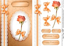 A5 Rose, Lace and Pearls Quick Card with 3D Decoupage