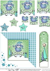 Cute Xmas Poodle Quick Card with Pyramage Toppers