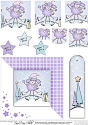 Cute Xmas Poodle Quick Card with Pyramage Toppers