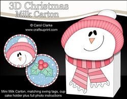 3D Christmas Snowman Rio Milk Carton Gift or Treat Box