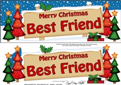 large DL Christmas BEST FRIEND Trees Signpost Easicut decoupage