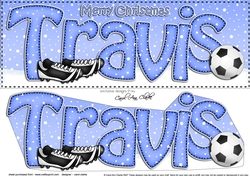 Large DL Merry Christmas TRAVIS 3D decoupage 